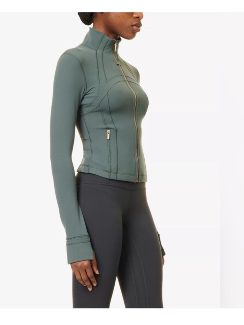 Lululemon Define Cropped Jacket *Nulu Dark Forest / Gold Size 8 NWOT - Picture 4 of 14